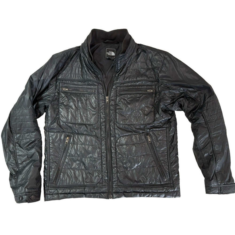 The North Face Mack Moto Jacket Mens Large Black Quilted Lightweight Motorcycle